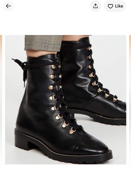 Stuart Weitzman Shoes - Brand new Stuart Weitzman Black Leather Lace-Up Combat Boots with Gold Hardware